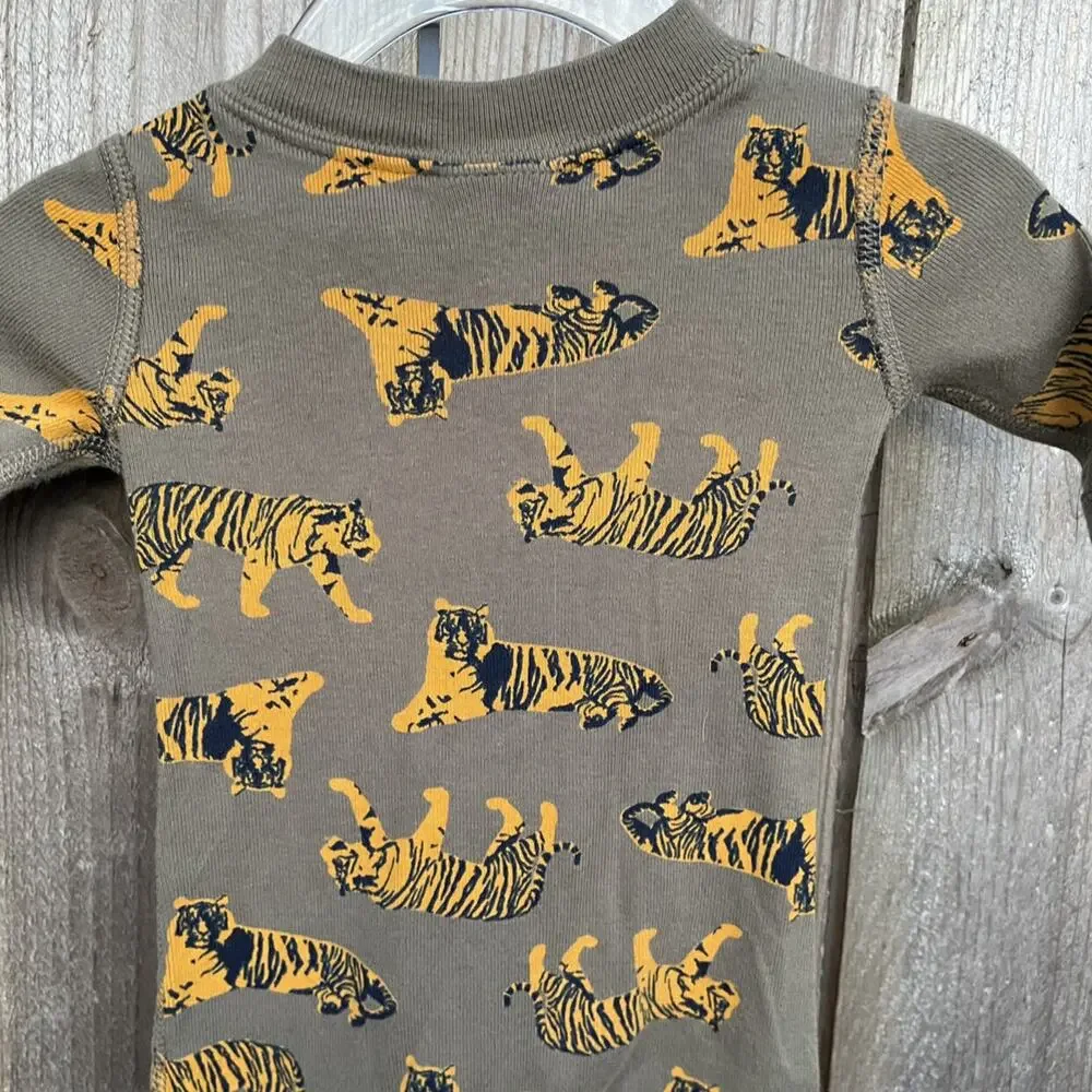 Hanna Andersson Pajamas Tiger Big Cat Zip Sleeper Infant‎ Size 0-3 Months 50